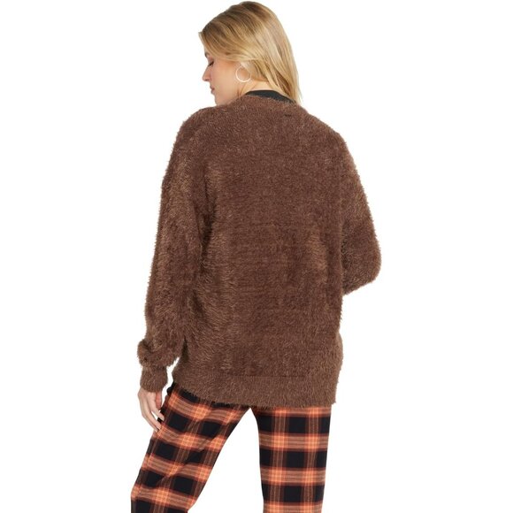 Womens Fuzzigan Loose Fit Cardigan Knitted Button Front Cozy Casual - Picture 2 of 3